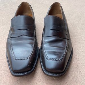 Vintage Salvatore Ferragamo 9D Brown Square Toe Penny Loafers